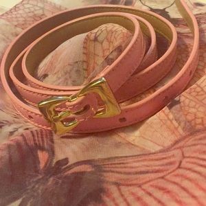 Talbots spring pink patent skinny belt